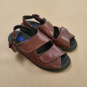 Wolky NIMES Brown Nubuck Sandals Slingback Adjustable Comfort US 7 EU 38 Leather